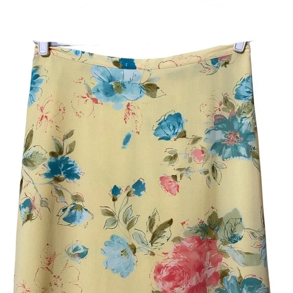 Emma James yellow summer floral stretch waistband long flare hem skirt size 14 - Picture 2 of 13